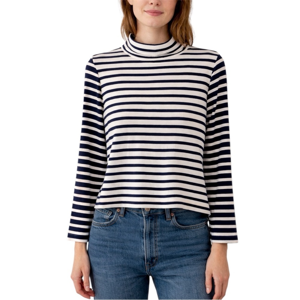 Madewell Striped Mock Neck Top – Size Small